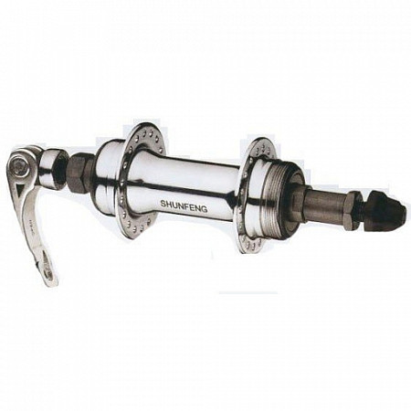 На картинке изображен Втулка задняя TBS Shunfeng МТБ, 3/8x14Gx36Hx135x145, с эксцентриком silver, SF-HB11R Втулка задняя TBS Shunfeng МТБ, 3/8x14Gx36Hx135x145, с эксцентриком silver, SF-HB11R