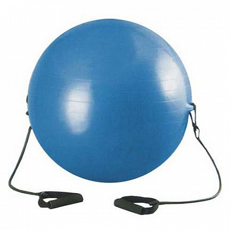 Мяч гимнастический, для фитнеса (фитбол) Zez Sport D75E Blue (с эспандером)