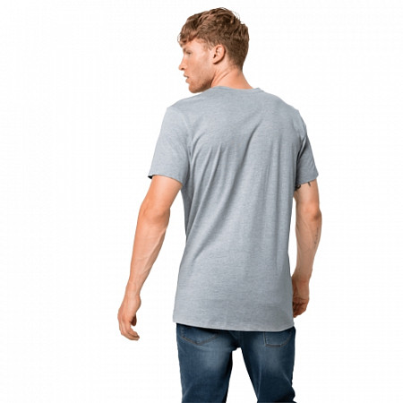 На картинке изображен Футболка мужская Jack Wolfskin Atlantic Ocean T M slate grey Футболка мужская Jack Wolfskin Atlantic Ocean T M slate grey