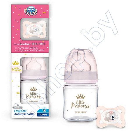 Набор Canpol babies Бутылочка пластиковая с широким горлышком 120 мл. + пустышка силиконовая симметричная Sleepy Koala (0310mix) pink