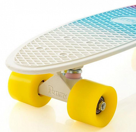 На картинке изображен Лонгборд Penny Nickel Fades white/blue/purple Лонгборд Penny Nickel Fades white/blue/purple