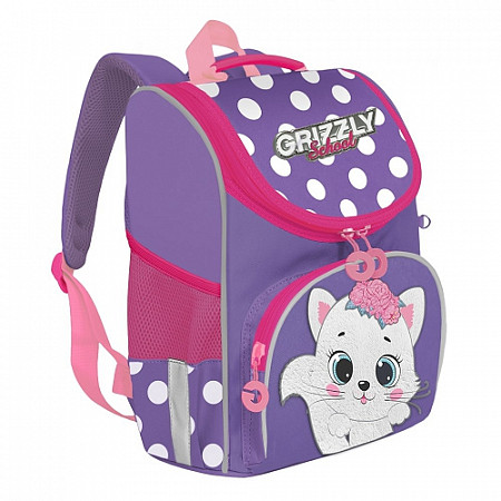 На картинке изображен Рюкзак школьный с мешком GRIZZLY RAm-184-15 /1 violet Рюкзак школьный с мешком GRIZZLY RAm-184-15 /1 violet