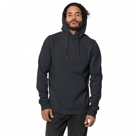 На картинке изображен Пуловер мужский Jack Wolfskin Winter Logo Hoody M phantom Пуловер мужский Jack Wolfskin Winter Logo Hoody M phantom