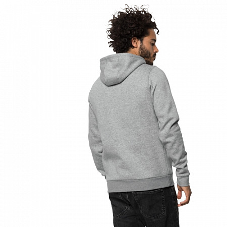 Толстовка с капюшоном мужская Jack Wolfskin Logo Hoody M light grey