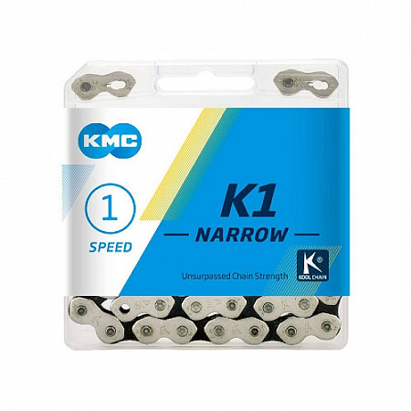 Цепь KMC K1 NARROW 1 ск. 1/2x3/32"х112" silver/black ZTB19234