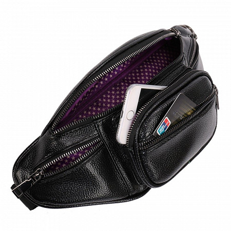 На картинке изображен Поясная сумка женская Ors Oro OMS-0154 black Поясная сумка женская Ors Oro OMS-0154 black