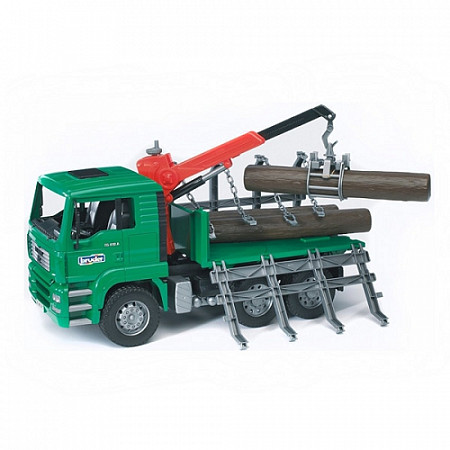Игрушка Bruder Лесовоз MAN с портативным краном и брёвнами (подходит модуль со звуком и светом "H") 02-769