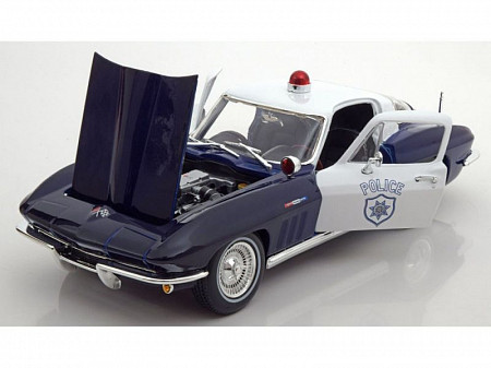 Масштабная модель автомобиля Maisto 1:18 Шевроле Корвет (1965) (31381) blue/white