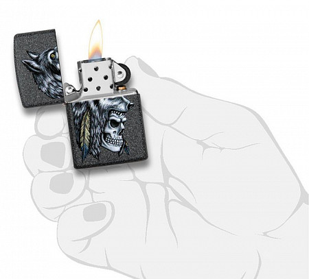 Зажигалка Zippo Wolf Skull Iron Stone 29863