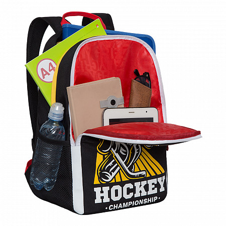 На картинке изображен Рюкзак школьный GRIZZLY RB-151-1 /2 black/yellow Рюкзак школьный GRIZZLY RB-151-1 /2 black/yellow