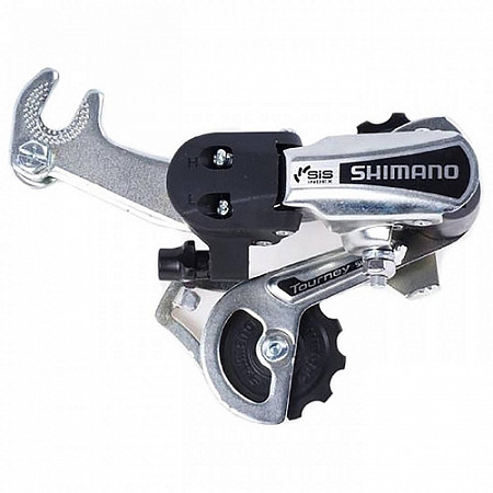 На картинке изображен Переключатель задний Shimano Tourney крепление на ось TY21-B GS silver Переключатель задний Shimano Tourney крепление на ось TY21-B GS silver