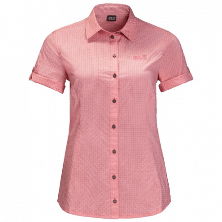 На картинке изображен Рубашка женская Jack Wolfskin Matata Shirt W rose quartz checks Рубашка женская Jack Wolfskin Matata Shirt W rose quartz checks
