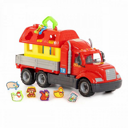 Набор Полесье Автомобиль бортовой с домиком для зверей 55521