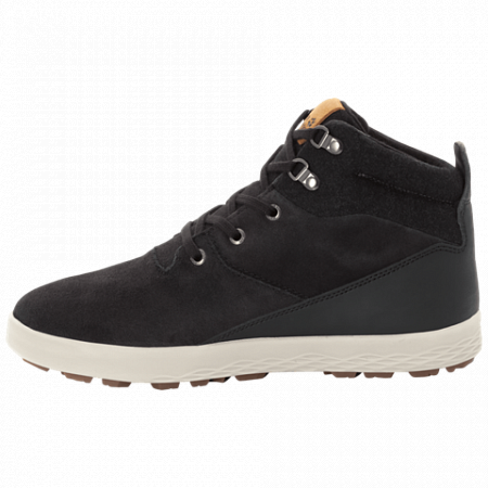 На картинке изображен Ботинки мужские Jack Wolfskin Auckland Wt Texapore Mid M black / beige Ботинки мужские Jack Wolfskin Auckland Wt Texapore Mid M black / beige