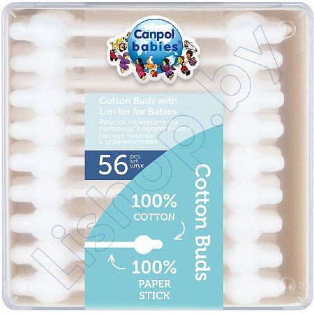 На картинке изображен Ватные палочки Canpol babies безопасные с ограничителем для малышей 56 шт (3/115) Ватные палочки Canpol babies безопасные с ограничителем для малышей 56 шт (3/115)