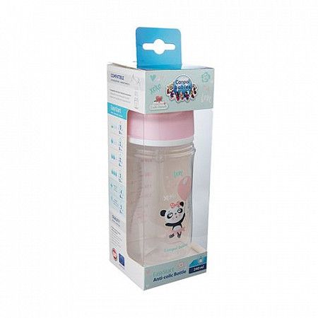 Антиколиковая бутылочка для кормления Canpol babies Easystart EXOTIC ANIMALS с широким горлышком 240 мл., 3 мес.+ (35/221_pin) pink
