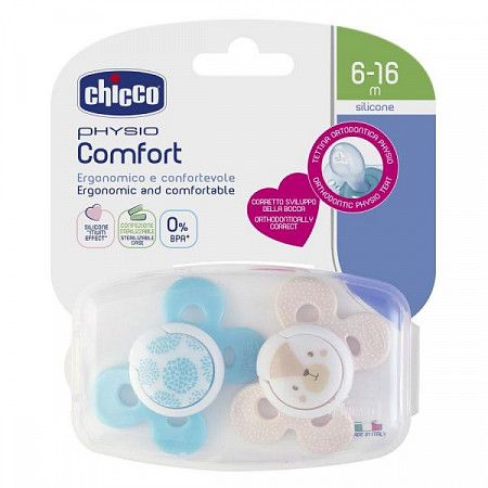 Пустышка силиконовая Chicco Physio Comfort 6-16 мес 2 шт 00074933210000