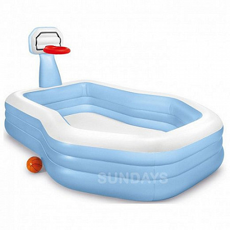 На картинке изображен Семейный надувной бассейн Intex Shootin Hoops Family Pool 57183 Семейный надувной бассейн Intex Shootin Hoops Family Pool 57183