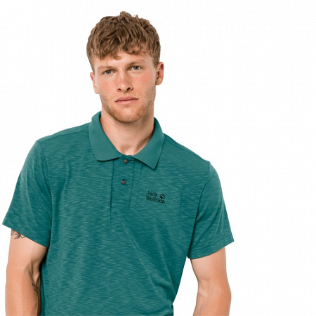 Рубашка поло мужская Jack Wolfskin Travel Polo Men emerald green