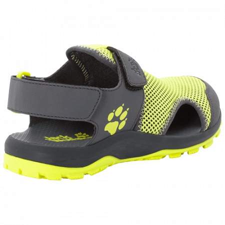 На картинке изображен Сандалии детские Jack Wolfskin Outdoor Water Action Sandal K ebony / lime Сандалии детские Jack Wolfskin Outdoor Water Action Sandal K ebony / lime