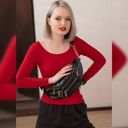 На картинке изображен Поясная сумка женская Ors Oro OMS-0154 black Поясная сумка женская Ors Oro OMS-0154 black