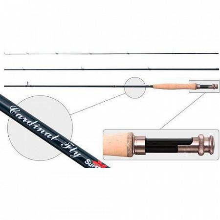 На картинке изображен Удилище штекерное угольное нахлыстовое 3 колена Surf Master 3092 Cardinal Fly 4/5 class 2,59 м Удилище штекерное угольное нахлыстовое 3 колена Surf Master 3092 Cardinal Fly 4/5 class 2,59 м