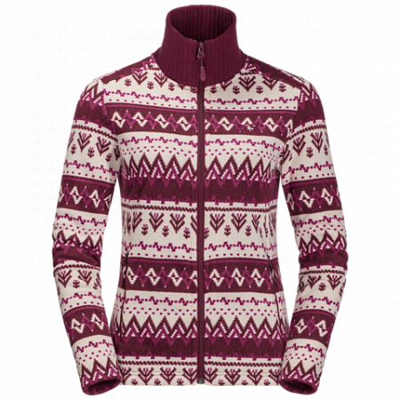 Джемпер женский Jack Wolfskin Nordic Jacket Women garnet red all over