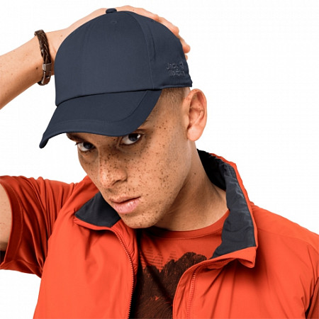 На картинке изображен Бейсболка мужская Jack Wolfskin Safari Base Cap night blue 1908451-1010 Бейсболка мужская Jack Wolfskin Safari Base Cap night blue 1908451-1010