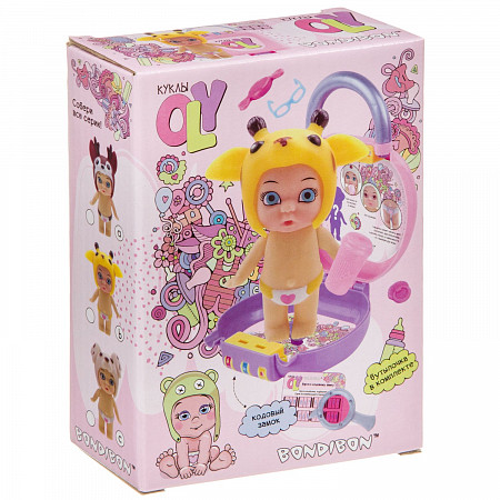 Кукла с аксессуарами Bondibon OLY в шапочке с животным ВВ3871