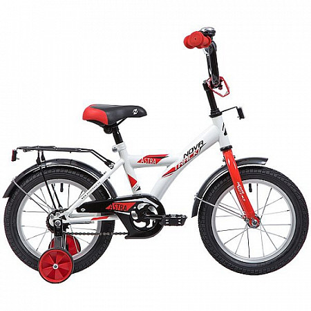 На картинке изображен Велосипед Novatrack Astra 14" (2019) White/Red 143ASTRA.WT9 Велосипед Novatrack Astra 14" (2019) White/Red 143ASTRA.WT9