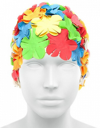 Шапочка для бассейна (плавания) женская Mad Wave Flower red/green/yellow