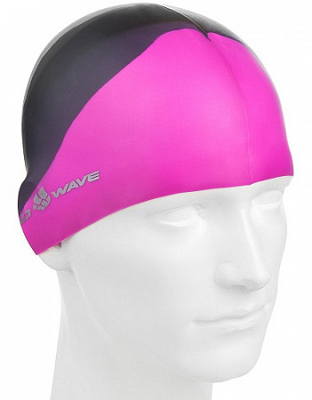 На картинке изображен Шапочка для бассейна (плавания) взрослая Mad Wave Multi Adult Big black/pink/gray Шапочка для бассейна (плавания) взрослая Mad Wave Multi Adult Big black/pink/gray