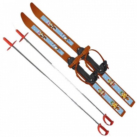 Лыжи детские Ausini Вираж с палками 7085-00 brown