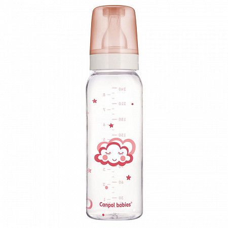 Стеклянная бутылочка для кормления Canpol babies NIGHT DREAMS с узким горлышком 240 мл., 12 мес.+ (42/101) pink