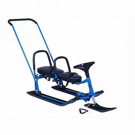 Снегокат Барс 505 "twins baby push" разборный для двоих, с двумя складными спинками blue