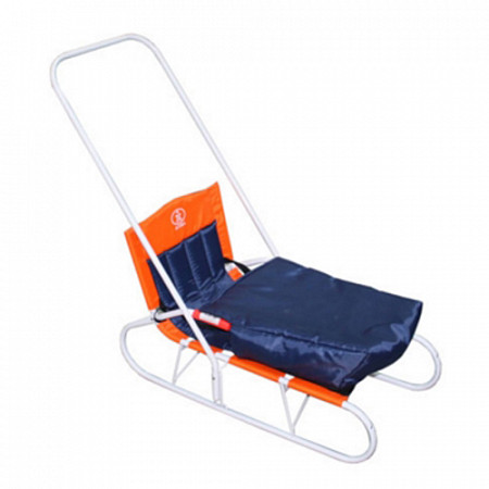 На картинке изображен Санки детские складные Дэми с переставным толкателем blue Санки детские складные Дэми с переставным толкателем blue