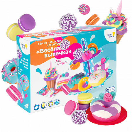 На картинке изображен Набор для лепки Genio Kids Легкий пластилин Веселая выпечка TA1717 Набор для лепки Genio Kids Легкий пластилин Веселая выпечка TA1717
