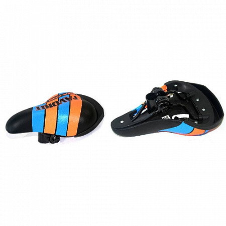 Седло велосипедное детское SW-106 orange/light blue/black