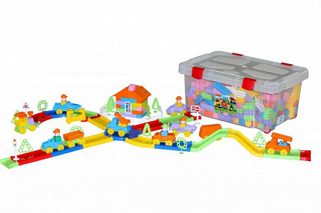 Конструктор Полесье Строитель 488 элементов в контейнере 52780