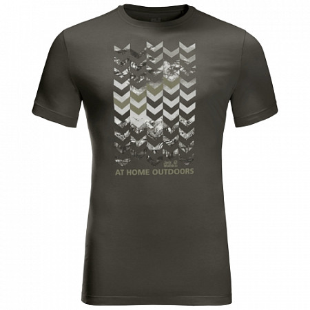На картинке изображен Футболка мужская Jack Wolfskin Chevron T M dark moss Футболка мужская Jack Wolfskin Chevron T M dark moss