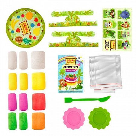 На картинке изображен Набор для лепки из легкого пластилина Dream Makers Лепим торт с Зеброй в клеточку TA1702L Набор для лепки из легкого пластилина Dream Makers Лепим торт с Зеброй в клеточку TA1702L