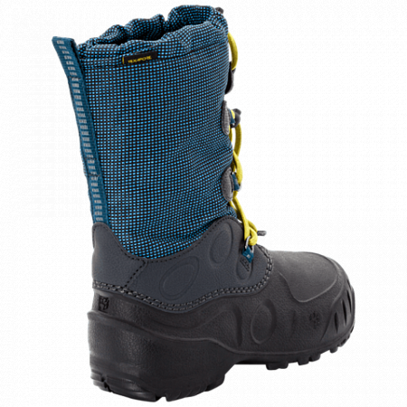На картинке изображен Сапоги детские Jack Wolfskin Iceland Texapore High K blue / lime Сапоги детские Jack Wolfskin Iceland Texapore High K blue / lime