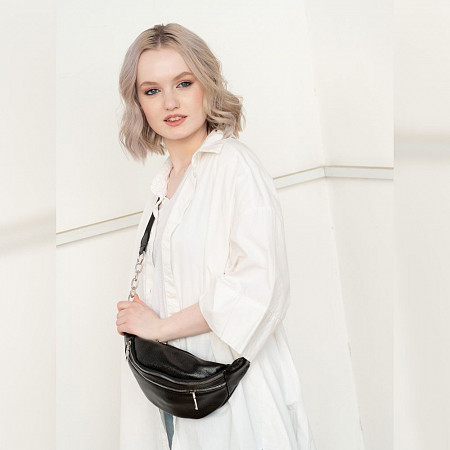 На картинке изображен Поясная сумка женская Ors Oro OPS-0158 black Поясная сумка женская Ors Oro OPS-0158 black