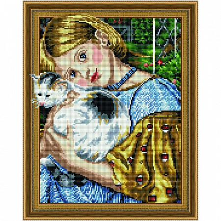 Алмазная мозаика 5D Picasso Девочка с кошкой 5PD4050031