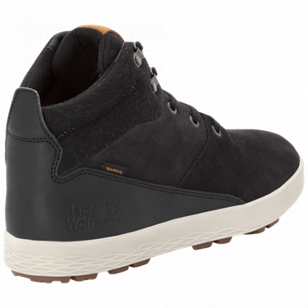 На картинке изображен Ботинки мужские Jack Wolfskin Auckland Wt Texapore Mid M black / beige Ботинки мужские Jack Wolfskin Auckland Wt Texapore Mid M black / beige