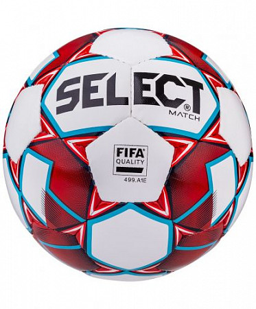 На картинке изображен Мяч футбольный Select Match FIFA №5 White/Blue/Red Мяч футбольный Select Match FIFA №5 White/Blue/Red