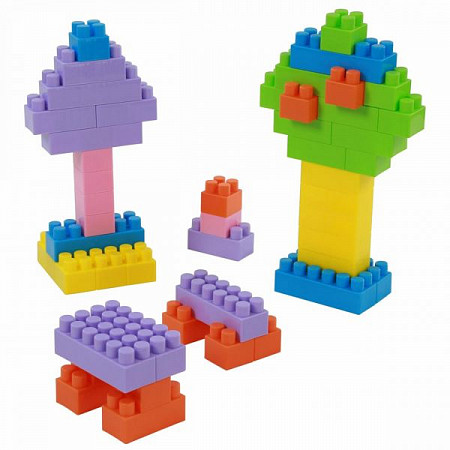 На картинке изображен Конструктор Полесье Строитель 60 элементов в контейнере 50465 Конструктор Полесье Строитель 60 элементов в контейнере 50465