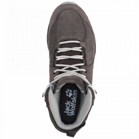 На картинке изображен Ботинки женские Jack Wolfskin Cascade Hike Lt Texapore Mid W dark steel / phantom Ботинки женские Jack Wolfskin Cascade Hike Lt Texapore Mid W dark steel / phantom