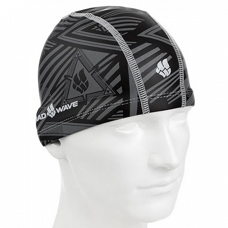 Шапочка для бассейна (плавания) взрослая Mad Wave PU Coated Stripes black