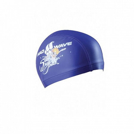Шапочка для бассейна (плавания) детская Mad Wave C my back Printed PU Coated blue
